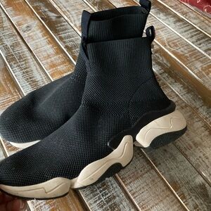 Zara Black Sock Sneakers with White Soles